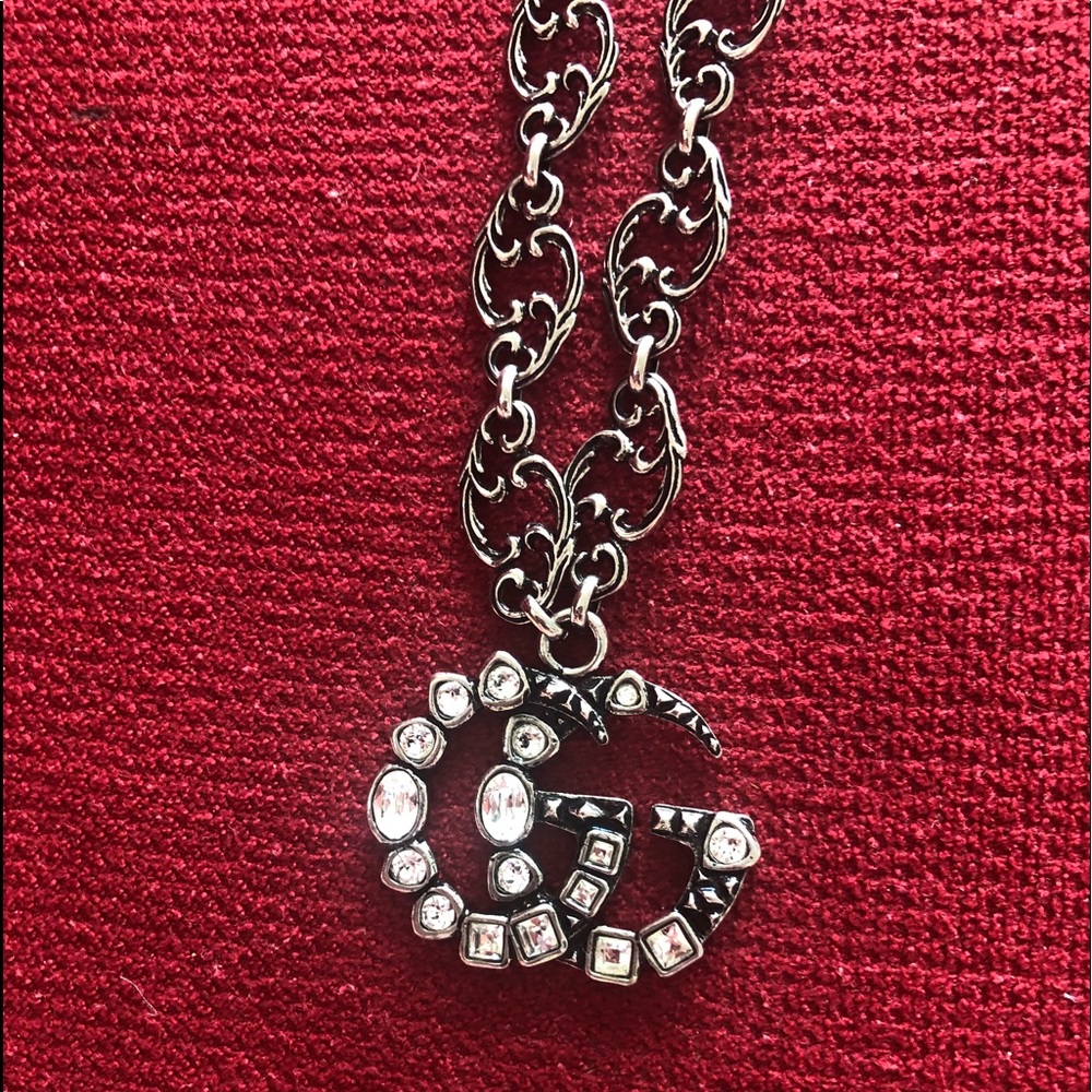Gucci Silver and Black Necklace